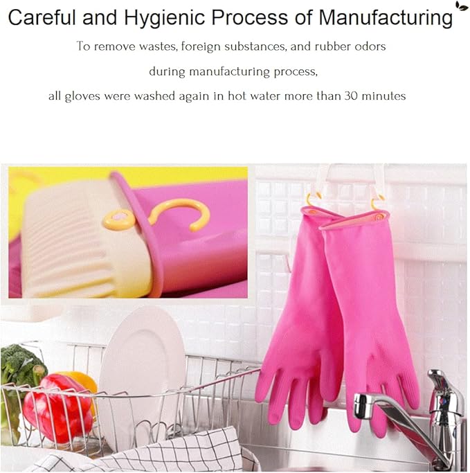 Myungjin 2 Pairs Reusable Waterproof Non-Slip Honeycomb Grip Latex Rubber Gloves - Image 4