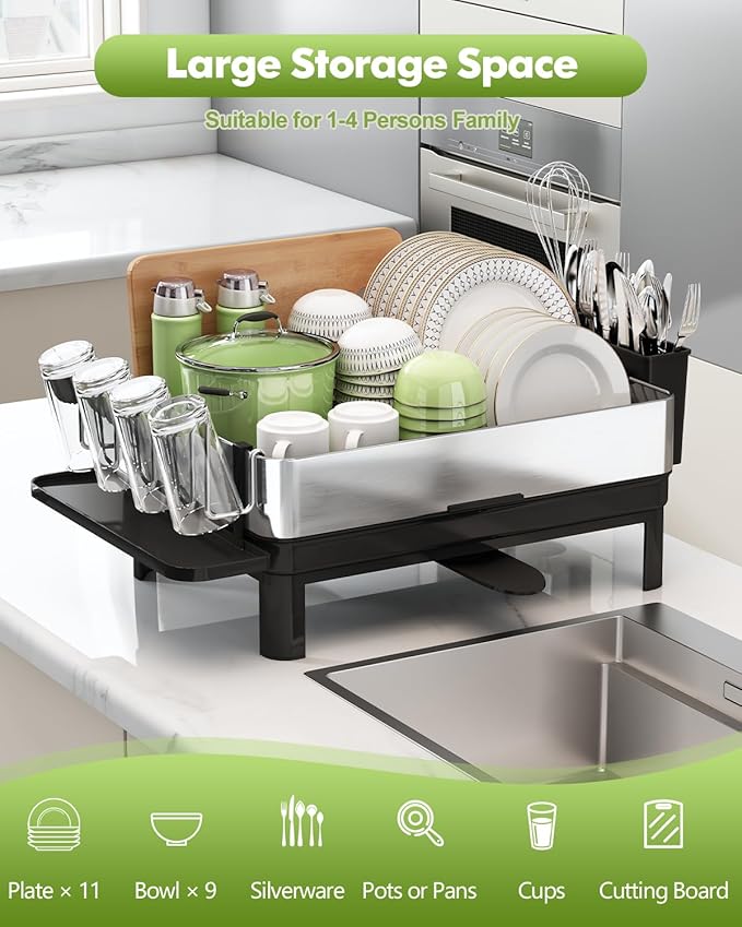 BOOSINY Stainless Steel Dish Drying Rack, Dish Racks - Image 7