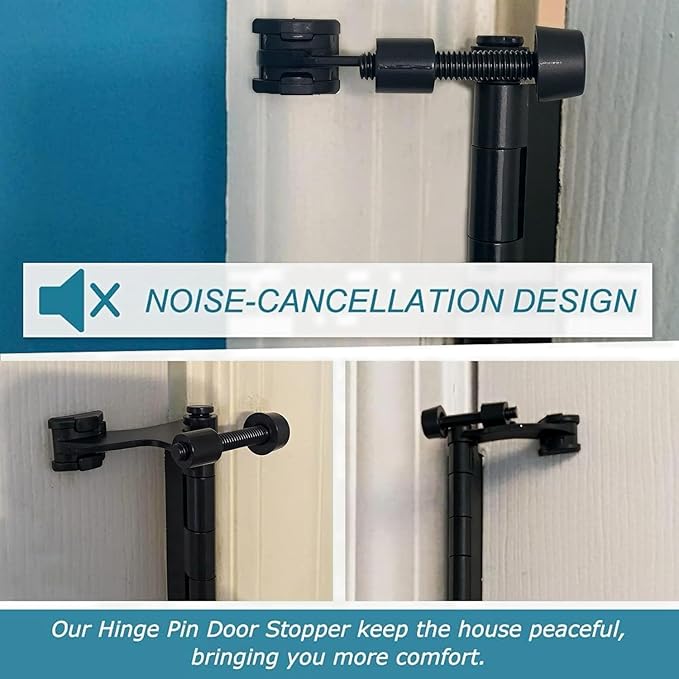 36Pack Hinge Pin Black Door Stopper, Adjustable Heavy Duty Hinge Pin Door Stop - Image 3