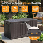 NEWBULIG 60 Gallon Deck Box, Waterproof Outdoor Storage Box with Lockable Lid, Patio Furniture Bench & Side Table, Outside Storage Container, Tool-Free Assembly, for Garden, Pool, Brown - Image 4