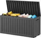 Outdoor Storage Box, Resin Deck Boxes Indoor and outdoor, Waterproof Storage Box Lockable Lid (Black, 85 Gallon) by NBYSGO
