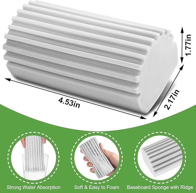 4-Pack Damp Clean Duster Sponge, Duster Baseboard Cleaner Sponge - Image 2