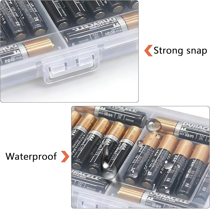 6 Pack Battery Organizer for AA/AAA Batteries, 10-Slot Battery Storage Box - Image 3