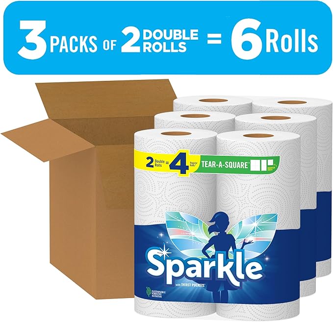 Sparkle Tear-A-Square Paper Towels, 2 Double Rolls - Image 2