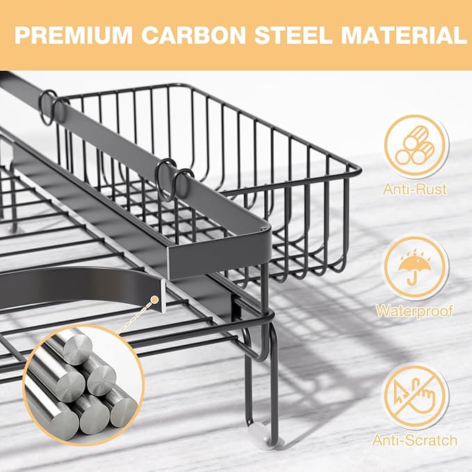 Dish Drying Rack Extendable Dish Rack Rustproof Carbon Steel - Image 7