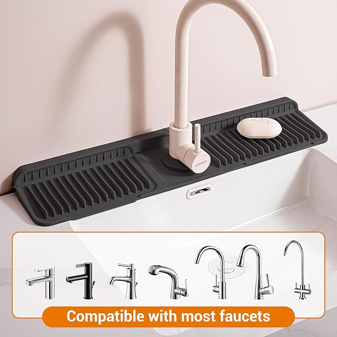 Faucet Mat for Kitchen Sink, Snap-On Design & 7°slope Fast Drain, Folding Sink - Image 7