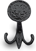 Ambipolar 3-Pack Fleur de lis Plate Style Coat Hooks, Vintage Black Hooks - Image 6