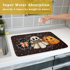 Giwawa 18"x24" Halloween Dish Drying Mat Spooky Pumpkin Ghost Black Cat Bats - Image 7