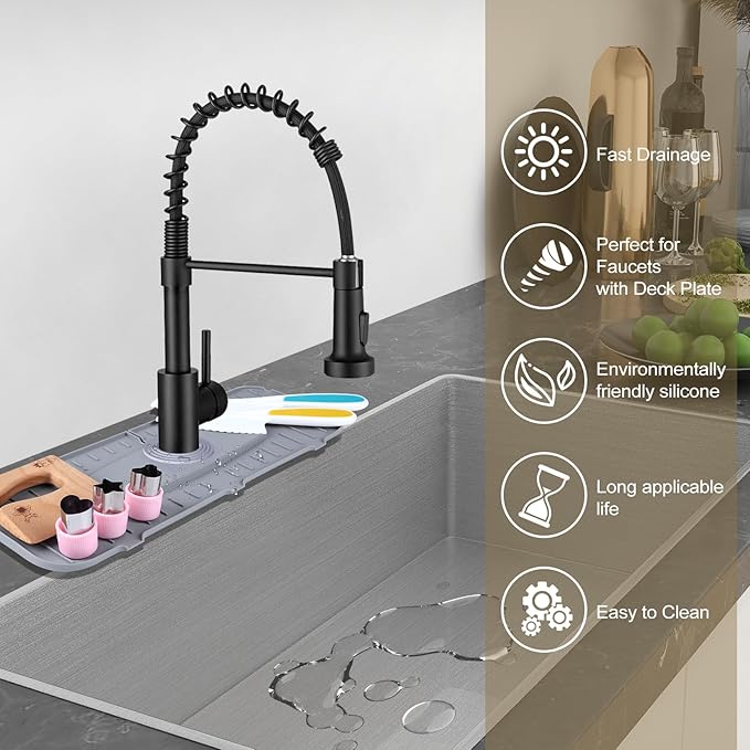 Upgraded Version Silicone Faucet Mat, Kingmall Kitchen Faucet Mat Silicone - Image 6
