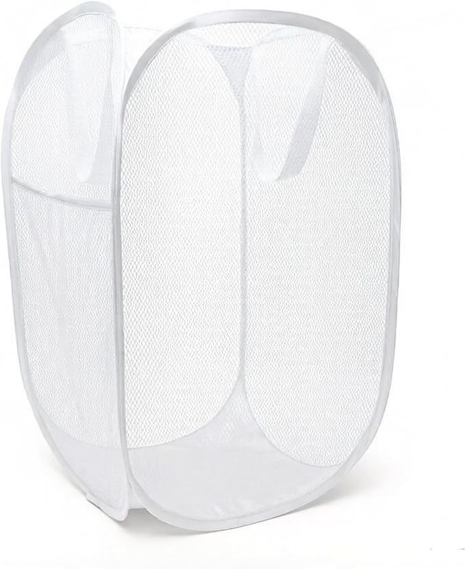 The upgraded pop-up laundry basket features a breathable side pocket mesh design by FOAYACCY