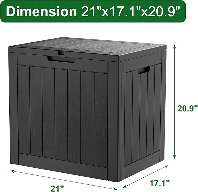 Outdoor Storage Box, Resin Deck Boxes Indoor and outdoor, Waterproof Storage Box Lockable Lid (Black,35 Gallon-2Pack) - Image 2