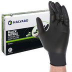 HALYARD Black Disposable Nitrile Exam Gloves Powder Free Medical, Food Safe by HALYARD