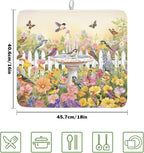 Spring Summer Floral Birds Dish Drying Mat - Image 2