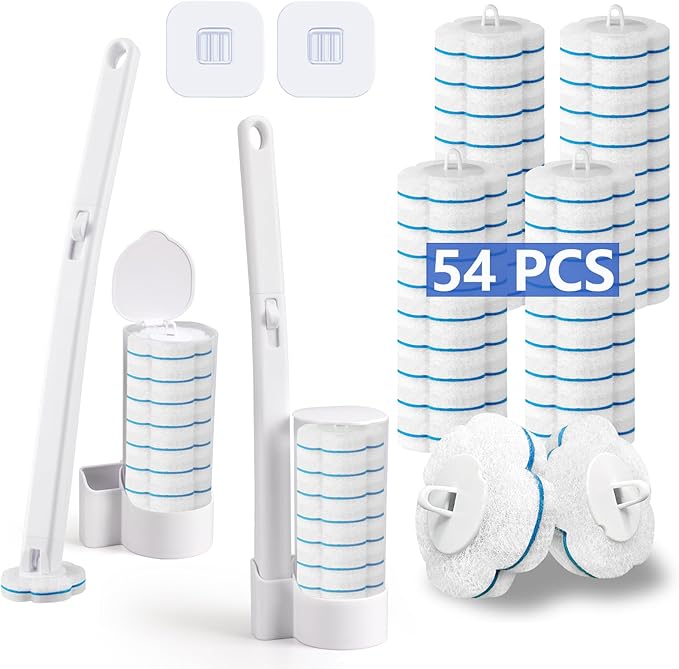 Disposable Toilet Brush， 2 Pack Toilet Wand and Holder by Ucaimao