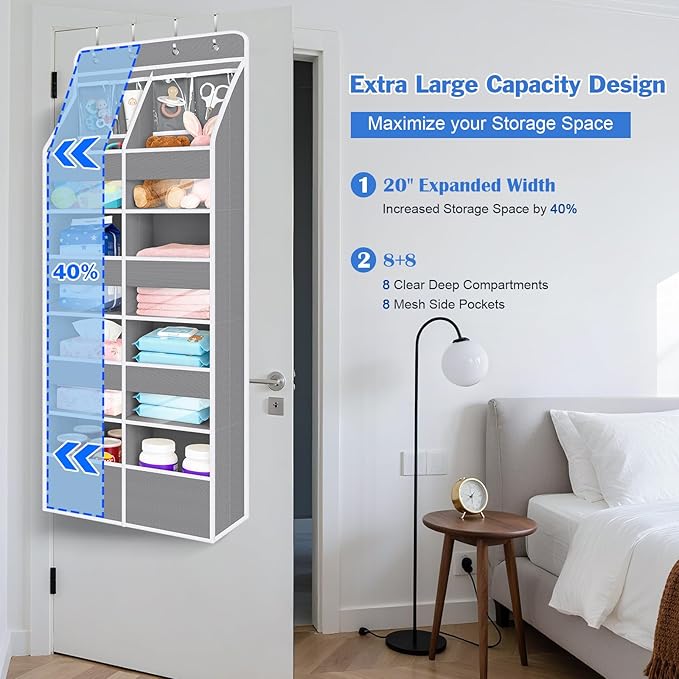 Univivi 5-Shelf Fabric Door Organizer Over Door Hanging Organizer - Image 8