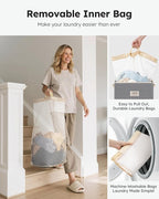 SOLEDI Laundry Hamper with Lid 100L Large & Tall Collapsible Laundry Basket - Image 4