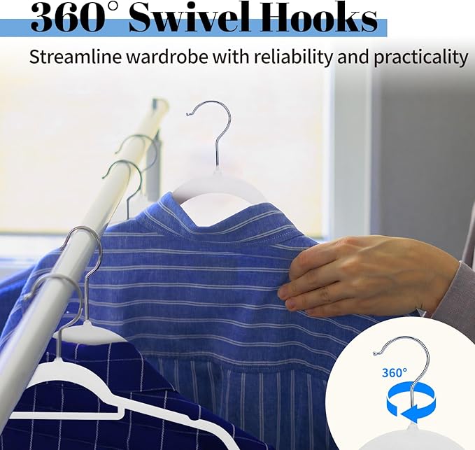 Smartor White Velvet Hangers 20 Pack, Space Saving Clothes Hangers - Image 7