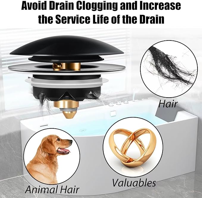 Bathtub Drain Stopper, Pop Up Tub Stopper and Cover, Bottom - Image 5