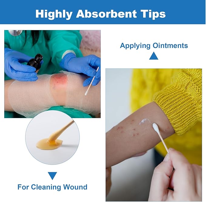 JMU Sterile Cotton Tipped Applicators 3", Wood Shaft Medical Swabs - Image 5