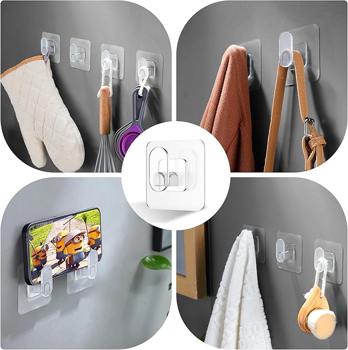 DELITON Clear Cute Storage Hooks, 10 Packs, Adhesion - Image 6