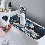 Blue flowers Kitchen sink faucet pad, strong water absorption, anti slip - Image 7