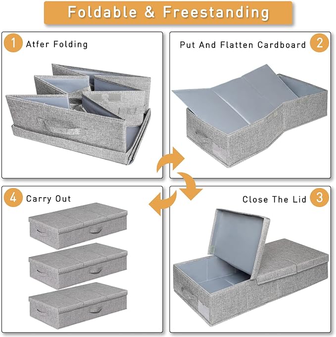 punemi Under Bed Storage Containers, Long Flat Firm Sides Underbed Organization - Image 10