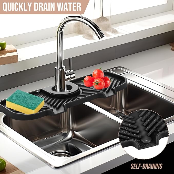 2 Pcs Silicone Faucet Splash Guard 10.6 ” x 4.3” Kitchen Sink Splash Guard - Image 4