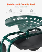 VEVOR Rolling Garden Cart with Swivel Seat, Heavy Duty Garden Seat with Storage Basket & Tool Tray, 300 lbs Weight Capacity, Outdoor Utility Gardening Stool Scooter for Lawn Yard Planting Weeding - Image 5
