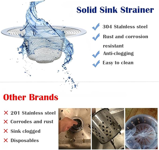 6 pcs Heavy Duty Stainless Steel Slop Basket Filter Trap, 2.75" Top / 1" Mesh - Image 4