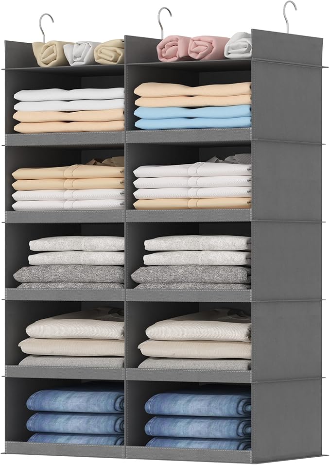 Lifewit Dual-Row Shelf Hanging Closet Organizer and Storage, Clothes Shelves by Lifewit