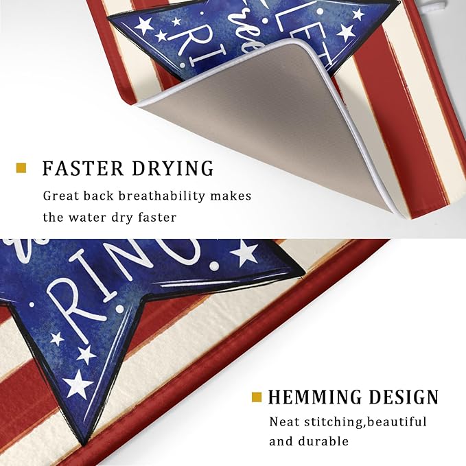 Patriotic Watercolor Stars Stripes Dish Drying Pad 18 x 24 Inch - Image 3