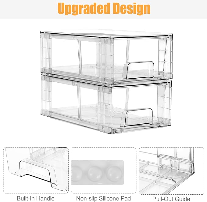 4 Pack Stackable Storage Drawers, Plastic Organizers Bins, Drawers Storage - Image 9