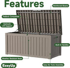 EasyUp 150 Gallon Outdoor Storage Box, Resin Waterproof UV-Resistant Deck Box with Hydraulic Lid Support, Reinforced Stability for Patio, Garden, and Poolside, Gray - Image 3
