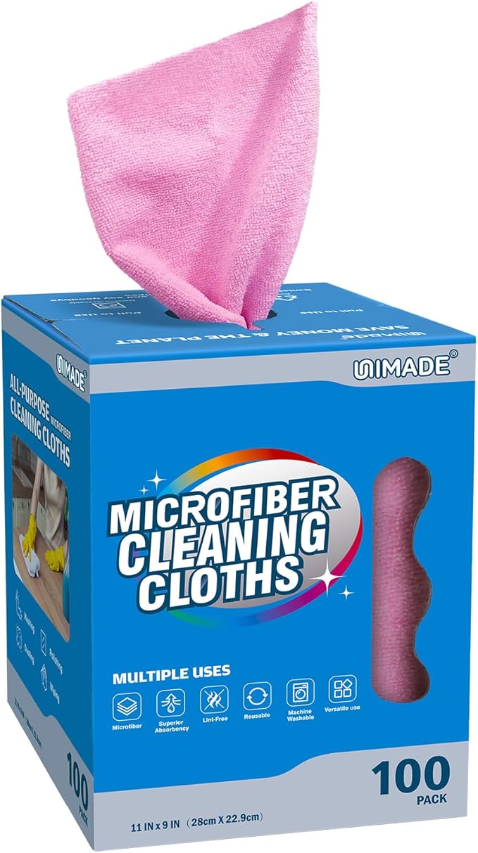 Microfiber Cleaning Cloth, 100 Sheets Microfiber Towels by Unimade