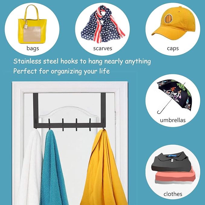 DOKU Over The Door Hook, Heavy Duty Over Door Hanger Holder - Image 9