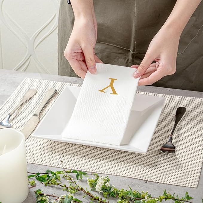 Luxenap 15.8 X 7.9 Inch Linen-Feel Guest Towels, 50 Lettered Hand Towels - Image 5