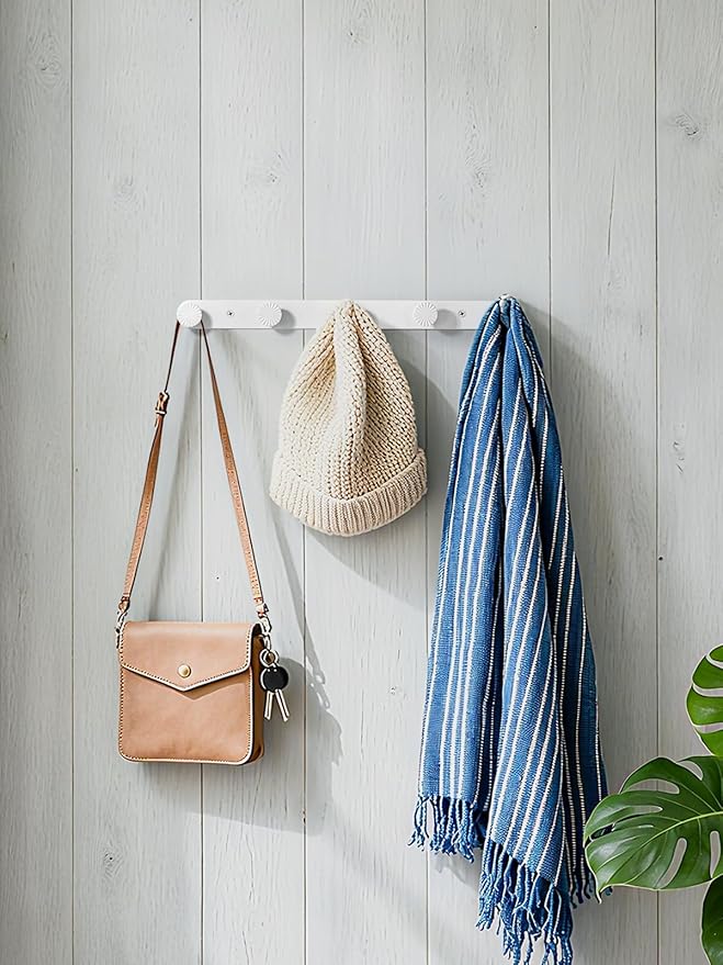 1 Pack Coat Rack Wall Mounted White Towel Hooks - Image 7