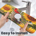 Sunflowers and songbirds Kitchen sink faucet pad, strong water absorption - Image 6