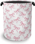Cute Pink Bow Laundry Basket, Foldable Oxford Cloth Tote Bag Laundry Hamper by Unknown