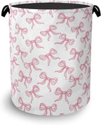 Cute Pink Bow Laundry Basket, Foldable Oxford Cloth Tote Bag Laundry Hamper by Unknown