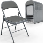 VINGLI 20 Pack Folding Chairs with Padded Seats, Metal Frame with Pu Leather Seat & Back, Capacity 350 lbs, Gray by VINGLI