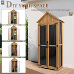 PetsCosset Outdoor Storage Cabinet Waterproof, Outdoor Storage Shed with Shelves, Wood & Metal Patio Backyard Garden Storage Cabinet Tool Organizer for Outside - Image 6