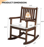 VINGLI Outdoor Rocking Chair, Weatherproof Rocker with Cushion, Wooden Rocking Bench Support 450 LBS for Patio, Yard, Garden, Outdoor or Indoors, Rustic - Image 3