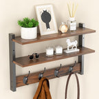 Two-Tier Wall Shelf with Hooks, Key Hooks by Orapoke