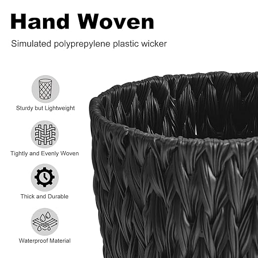 Wicker Trash Can, Small Trash Can, Handwoven Waterproof Wicker Trash Basket - Image 5