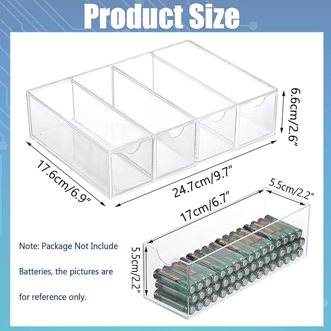 BTSKY 2 Pack Clear Acrylic Battery Storage Organizer - Image 3