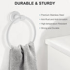 SetSail Towel Holder for Bathroom Wall White Towel Ring Screw-in Hand Towel - Image 2