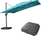 PURPLE LEAF 11.5' X 11.5' Telescopic Patio Umbrella with Base Included Lifting Cantilever Offset Square Large Umbrella for Pool Outdoor Patio Deck Garden Turquiose by PURPLELEAF