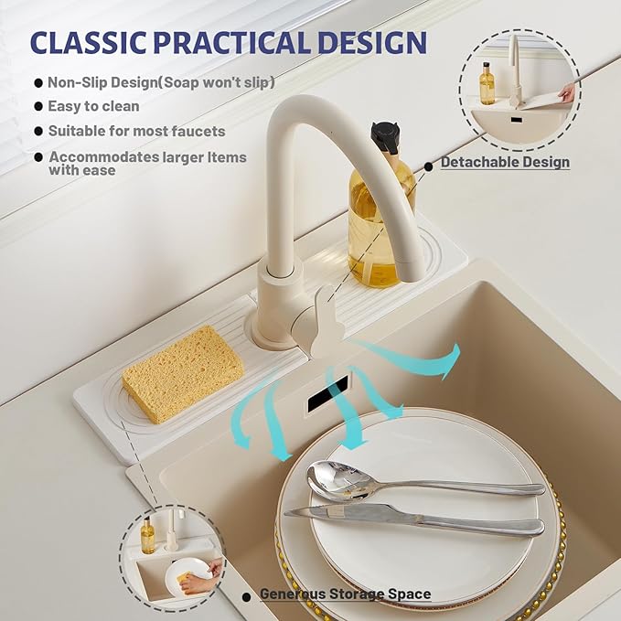 Stone Faucet Mat for Kitchen Sink，Super Absorbent Diatomite Fast Drying Stone - Image 4