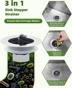 Universal 3-in-1 Kitchen Sink Strainer Stopper Pop Up Sink Drainer - Image 2
